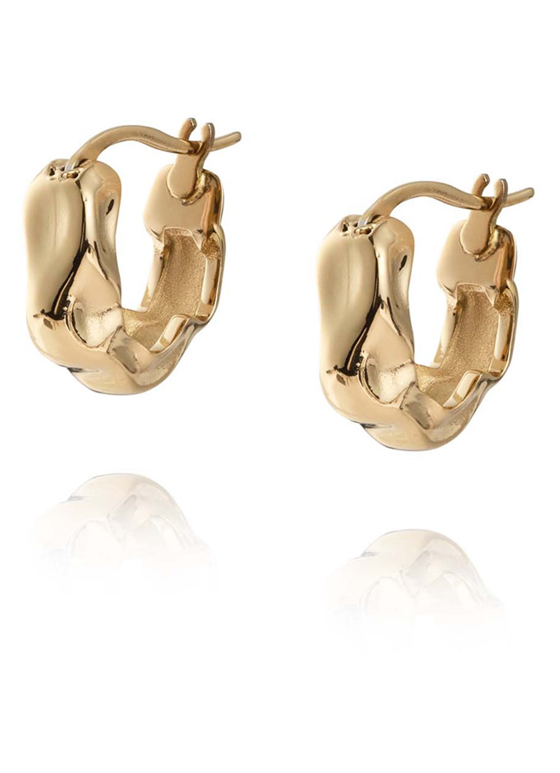 Mockberg Wavy Bolded Mini oorringen MB0167 - voorkant 3 goud