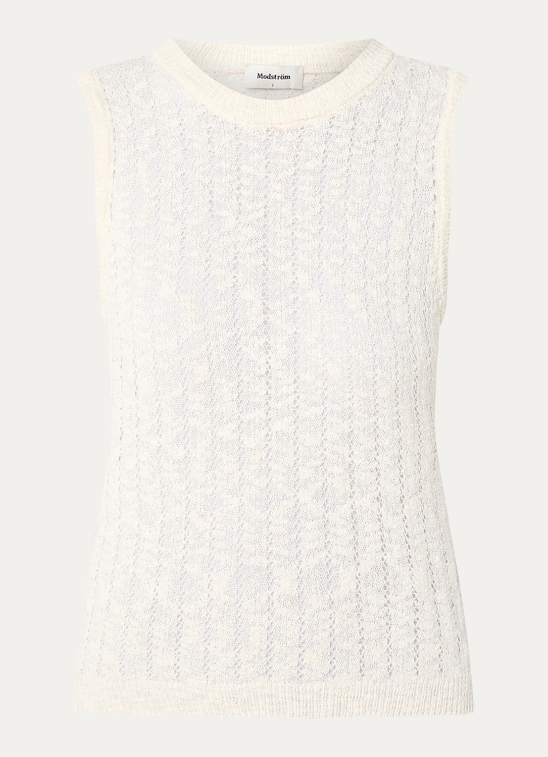 Modström Agnes semi-transparante top met opengewerkt dessin - voorkant 2 creme