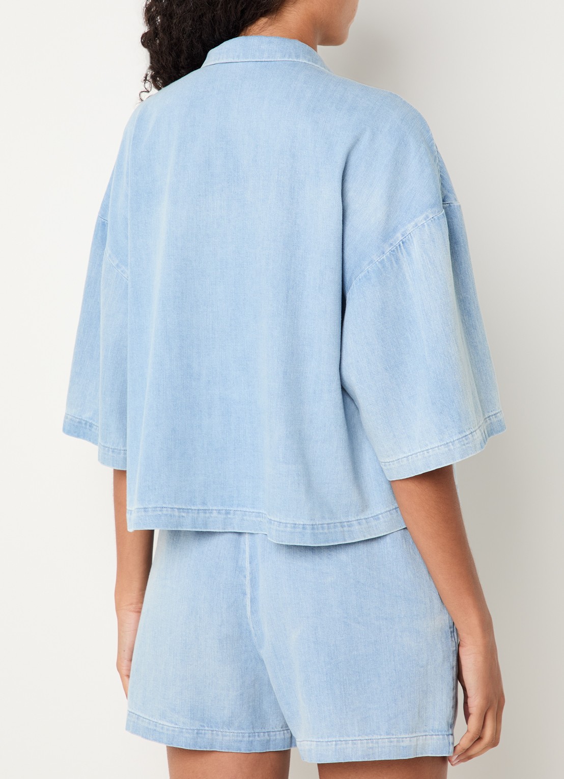 Modström Alvar blouse van chambray - achterkant 2 lichtblauw