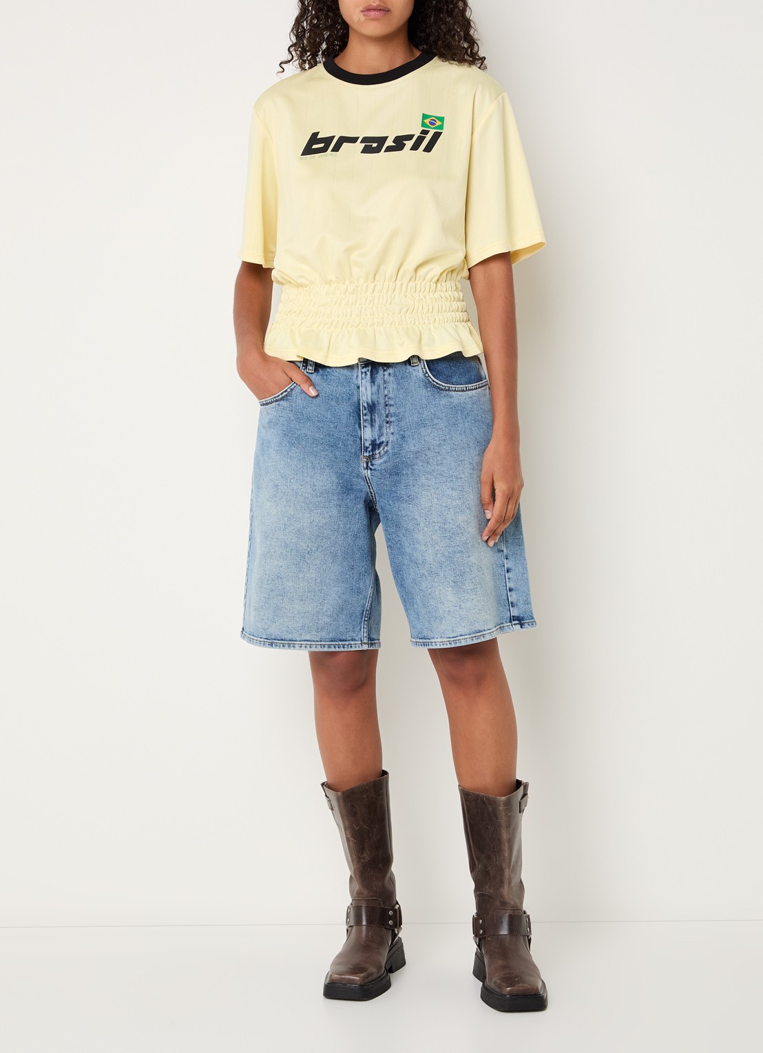 Modström Ansgar T-shirt met print - voorkant 2 lichtgeel
