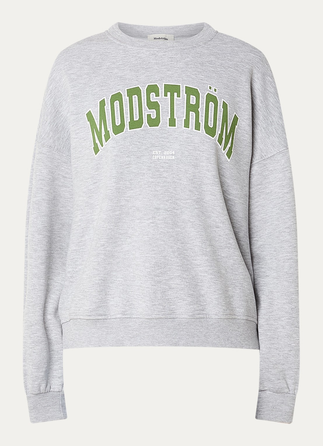 Modström Bakir sweater met logoprint - voorkant 2 grijsmele