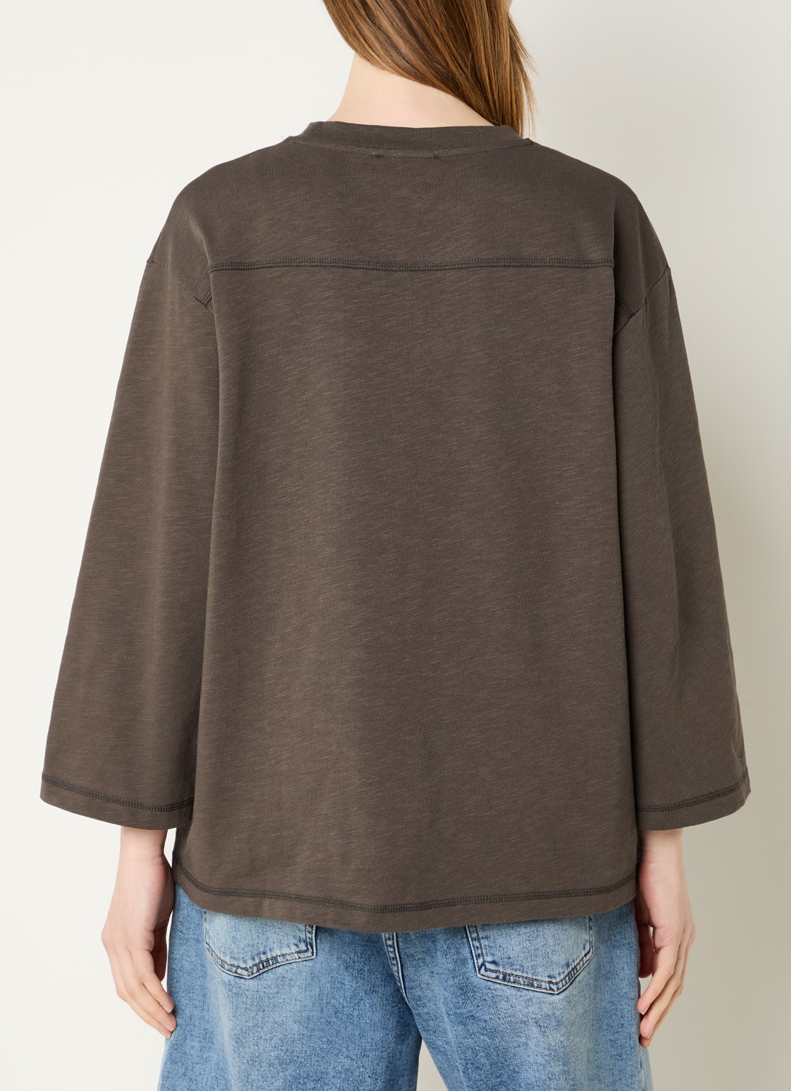 Modström Bamboo T-shirt met logoprint - achterkant hazelnootbruin