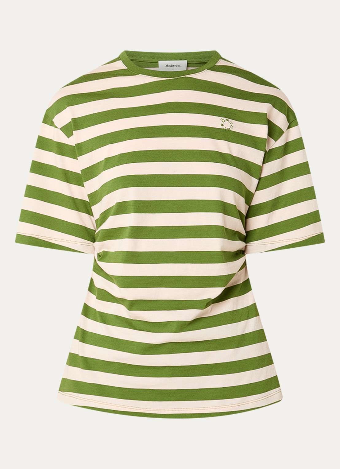 Modström Barney T-shirt met streepprint en plooidetail - voorkant 3 groen