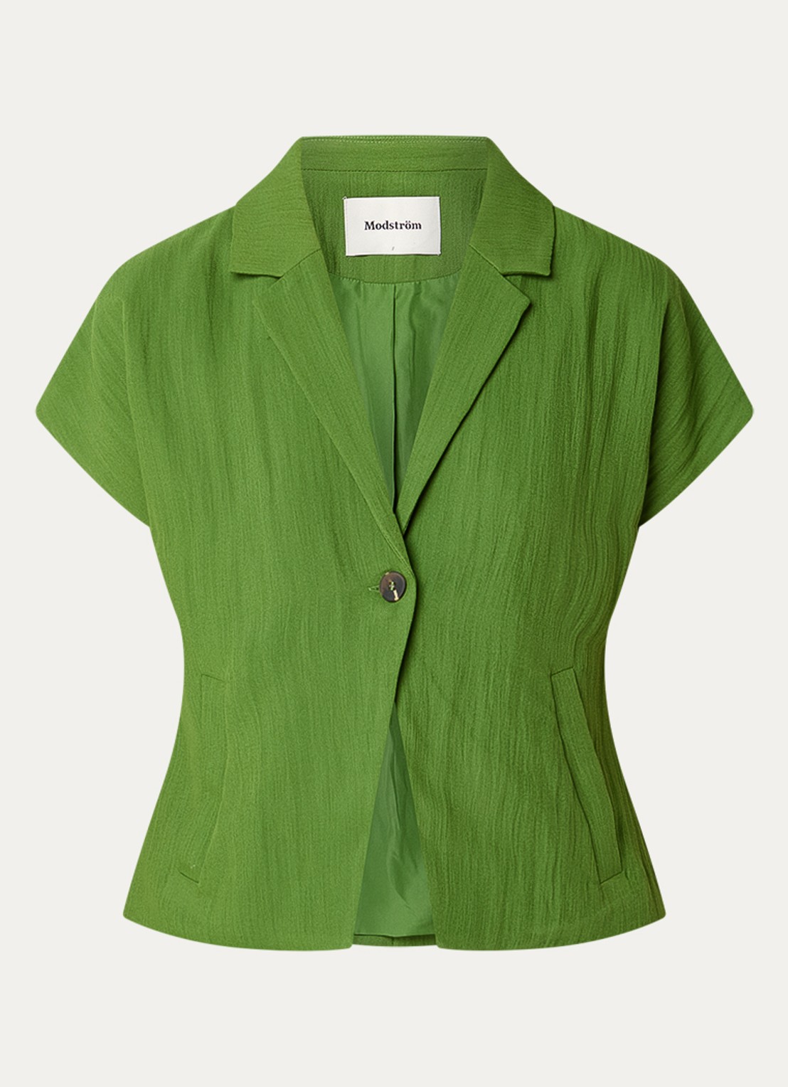 Modström Benitta blazer van crêpe met paspelzakken - voorkant 2 groen