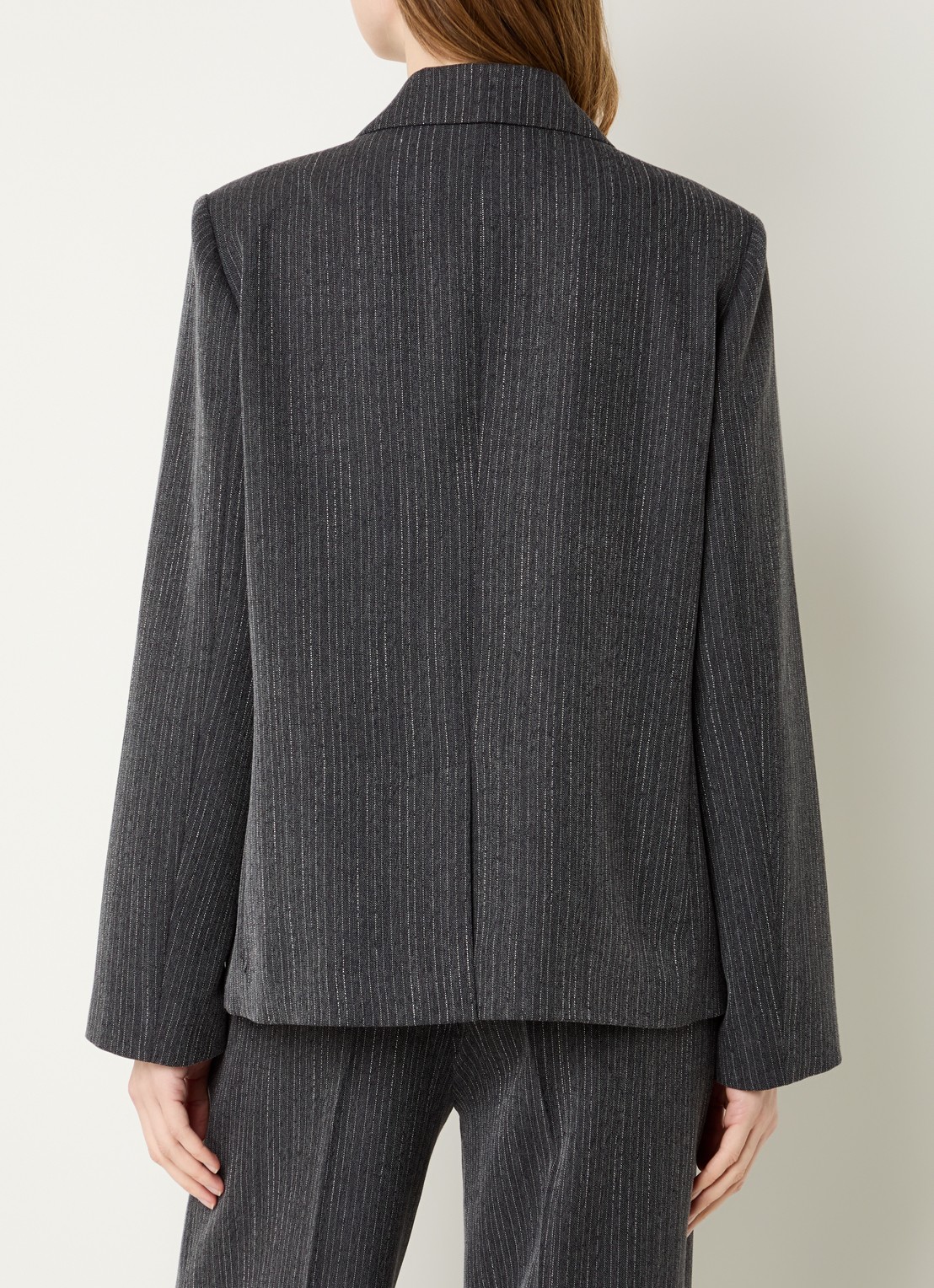 Modström Birna blazer met krijtstreep - achterkant 4 antraciet