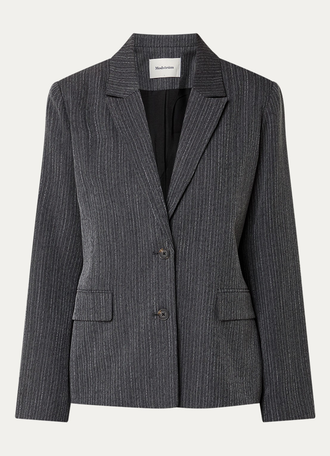 Modström Birna blazer met krijtstreep - voorkant antraciet