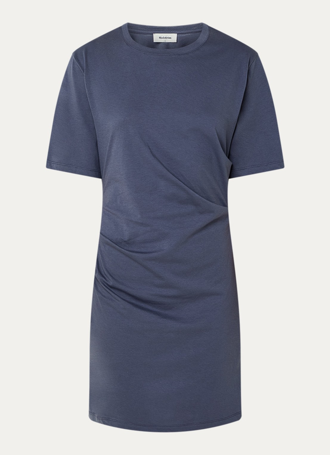 Modström Brazil mini jurk van  katoen met plooidetail - voorkant donkerblauw