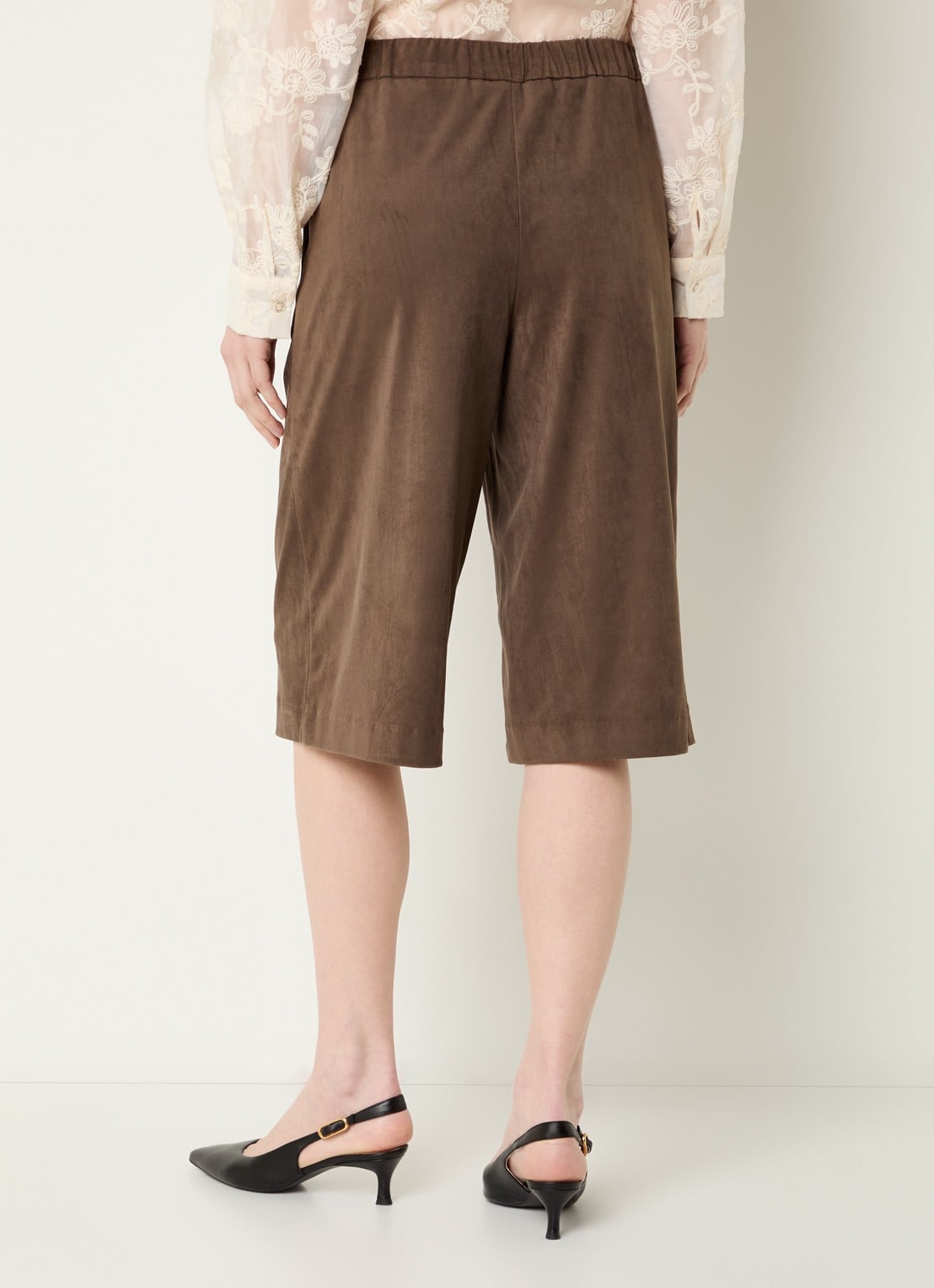 Modström Britney low waist wide fit culotte - achterkant 4 hazelnootbruin