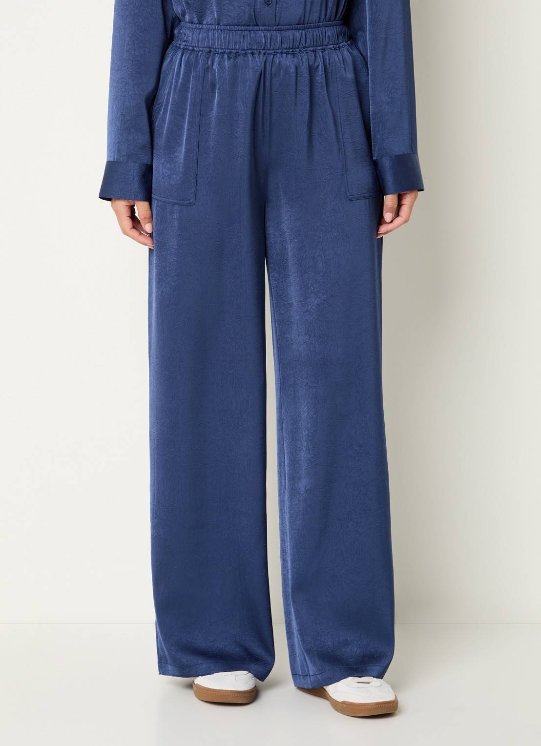 Modström Cabrina high waist loose fit broek met steekzakken - detail 2 kobaltblauw