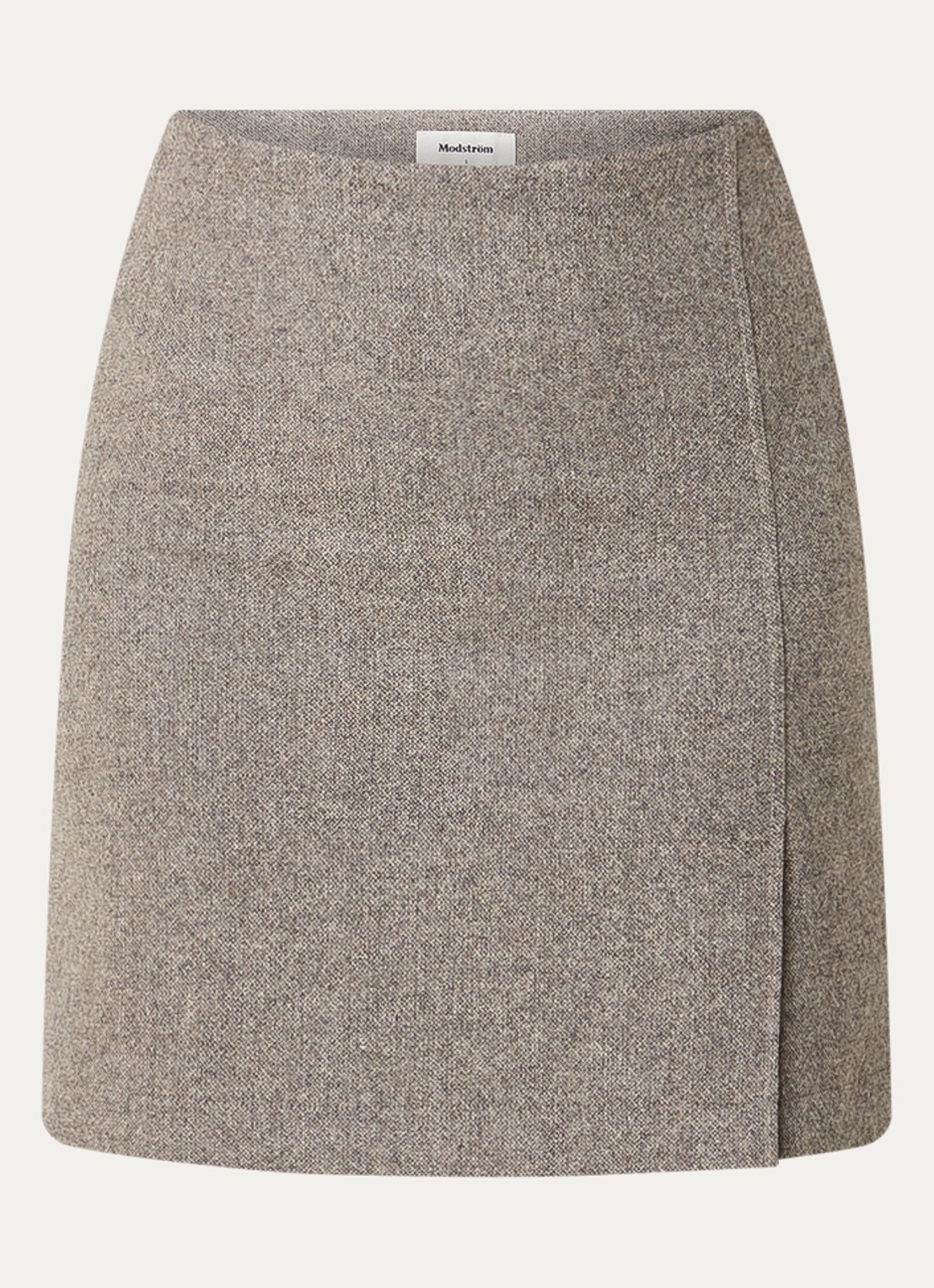 Modström Cecar mini rok in wolblend - voorkant 2 donkerbeige
