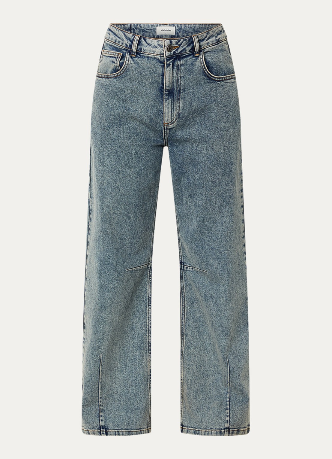 Modström Cille low waist wide fit jeans met medium wassing - voorkant 4 indigo