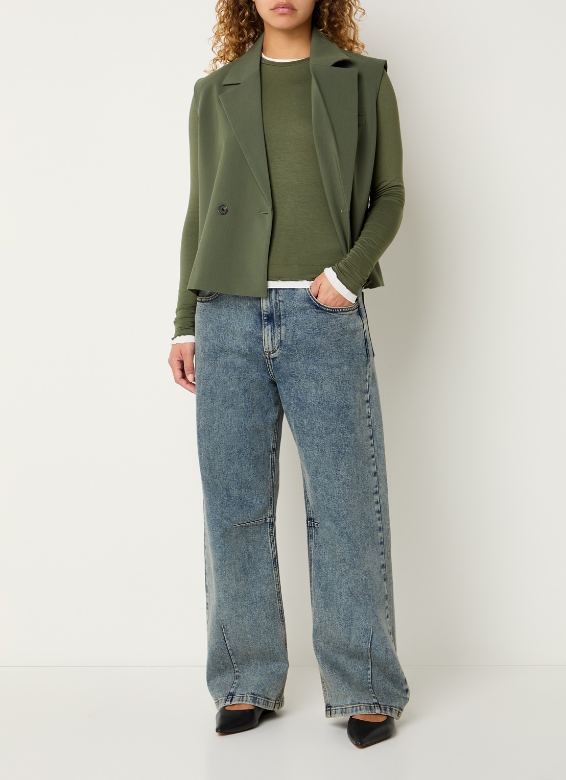 Modström Cille low waist wide fit jeans met medium wassing - voorkant 5 indigo
