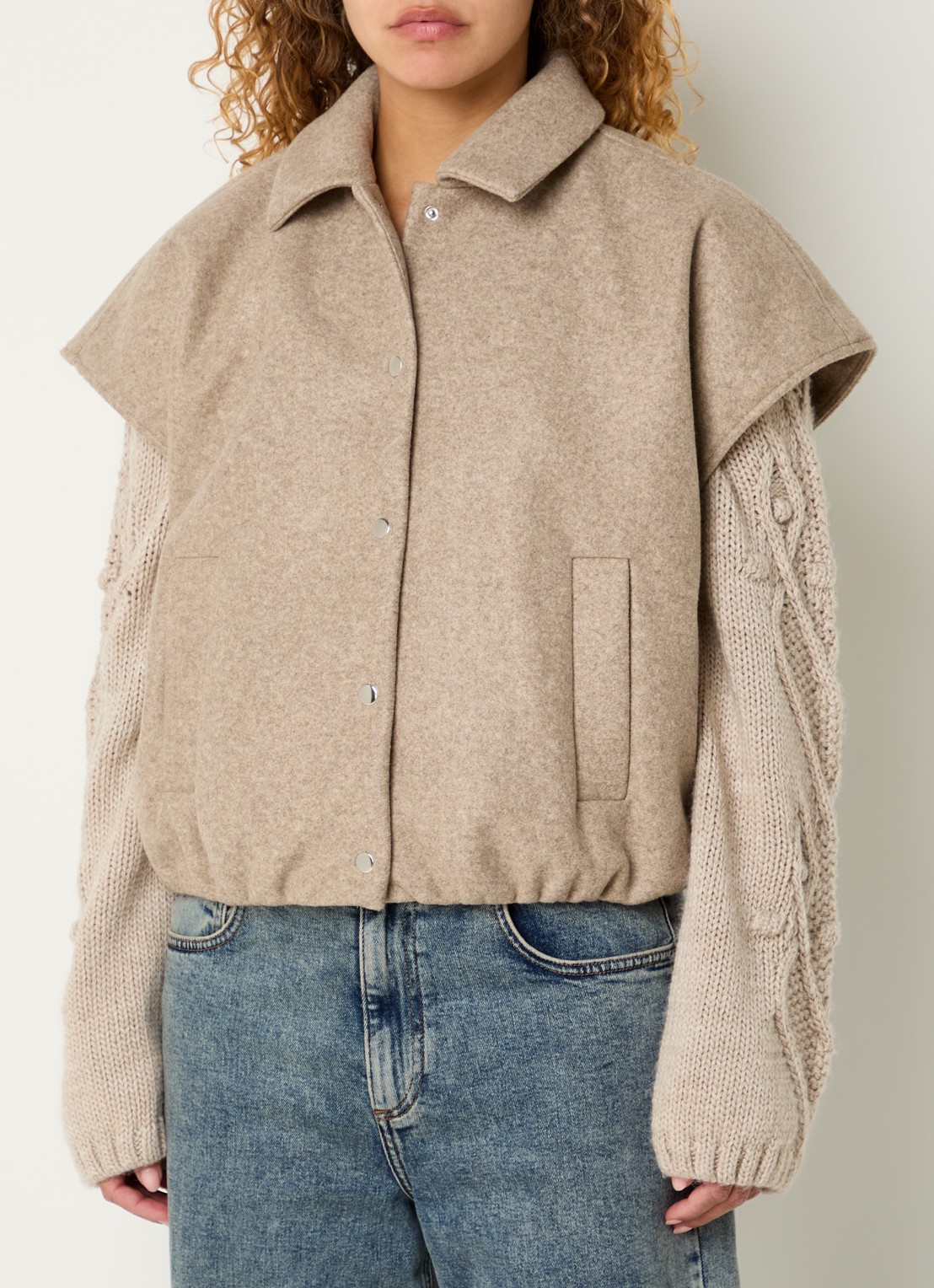 Modström Clea jack met steekzakken - detail khaki