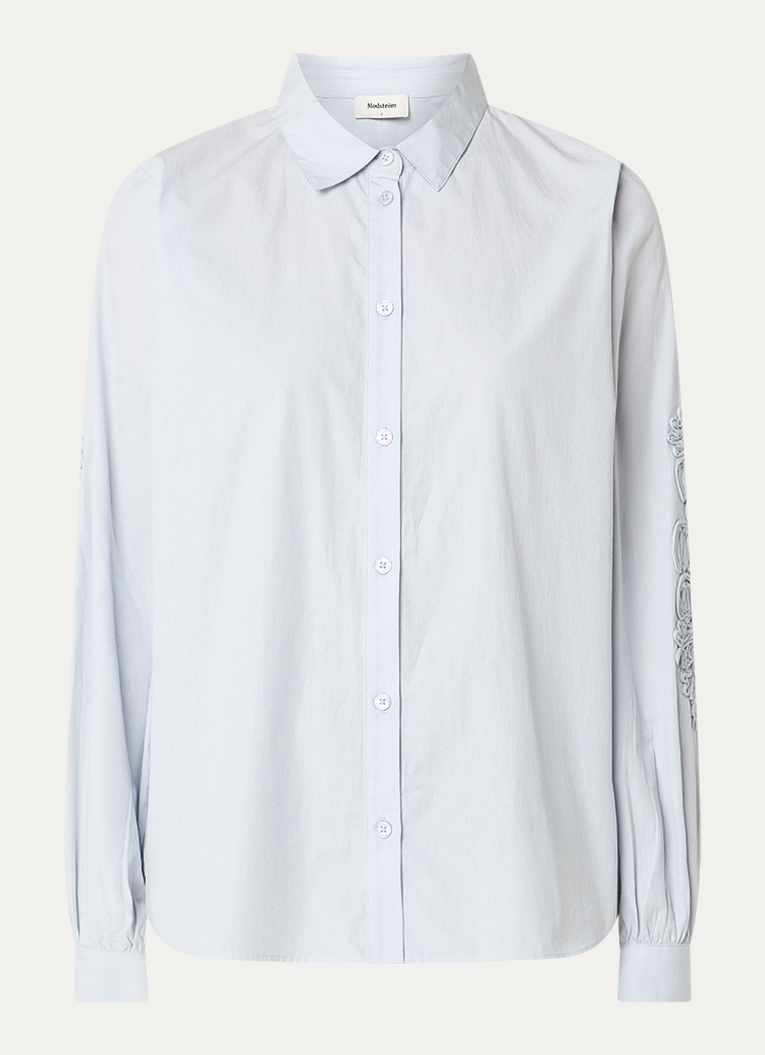 Modström Columbus blouse met borduring - voorkant 3 lichtblauw