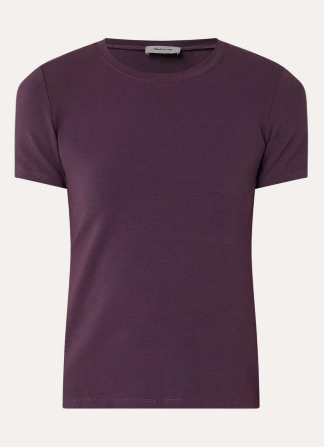 Modström Dae T-shirt met ronde hals - voorkant 2 aubergine