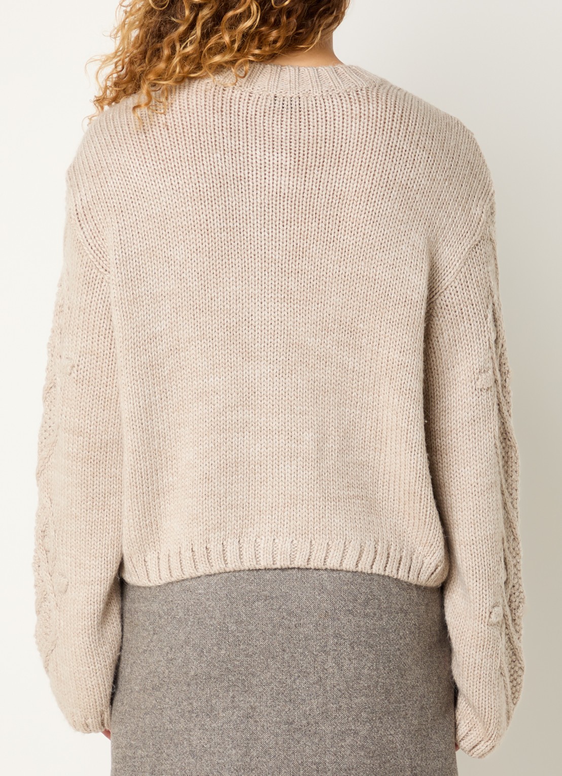 Modström Dahlia grofgebreid vest met ronde hals - achterkant 4 beige