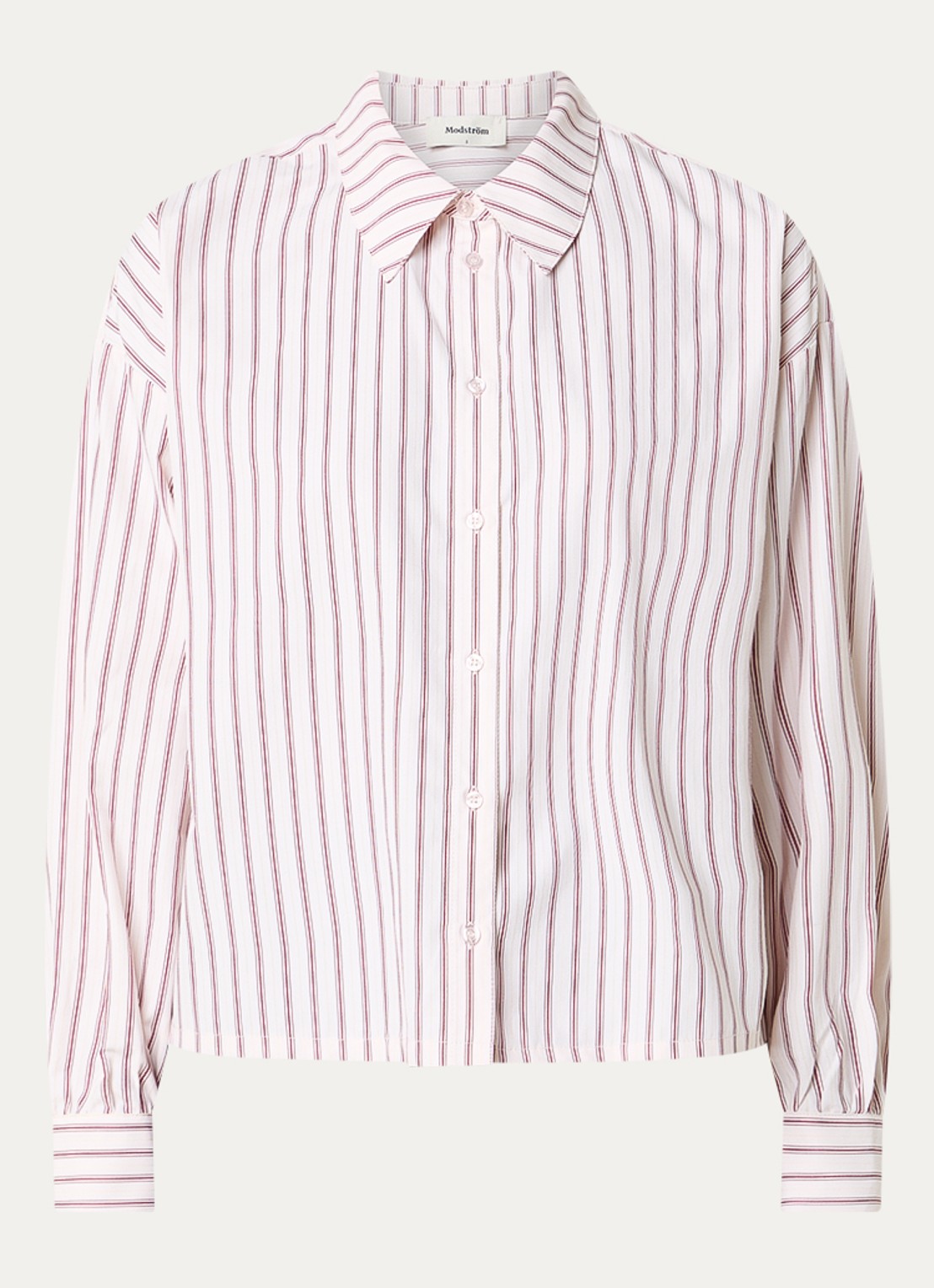 Modström Dilan blouse met split en streepprint - voorkant 2 bordeauxrood