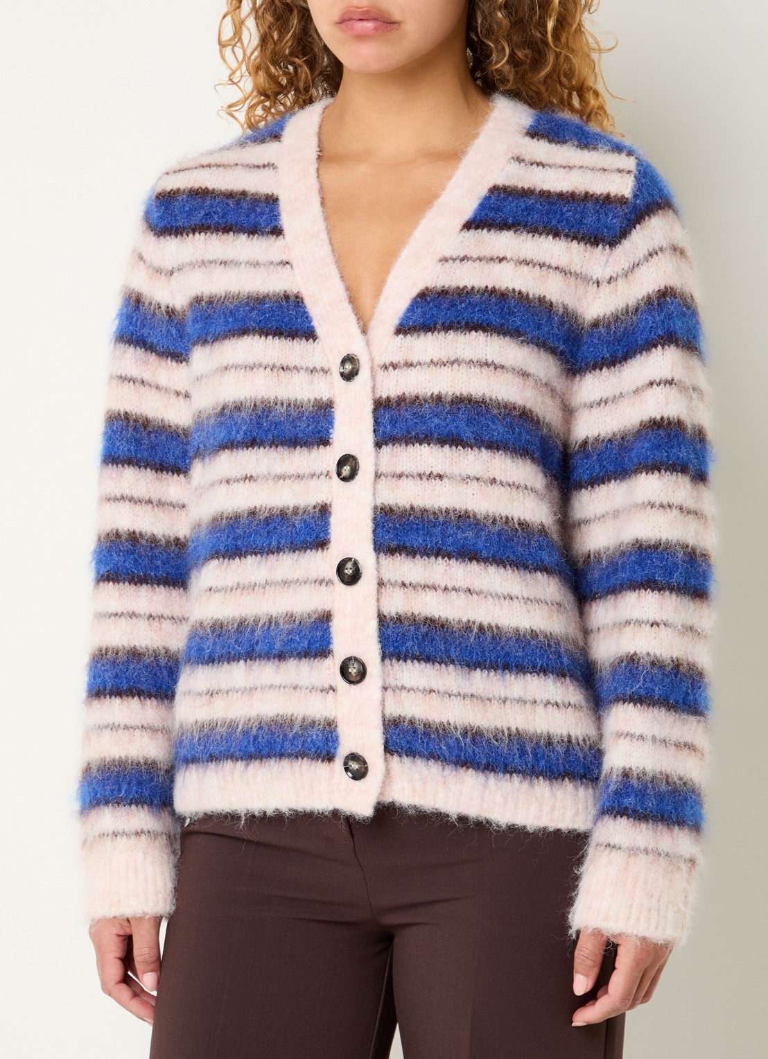 Modström Ditlev grofgebreid vest in wolblend - detail blauw