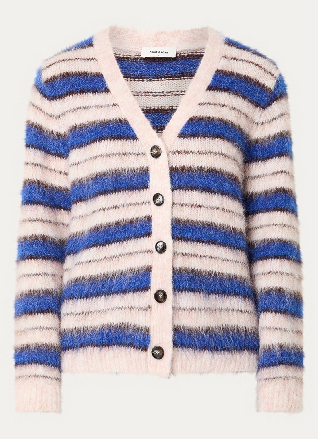 Modström Ditlev grofgebreid vest in wolblend - voorkant 3 blauw