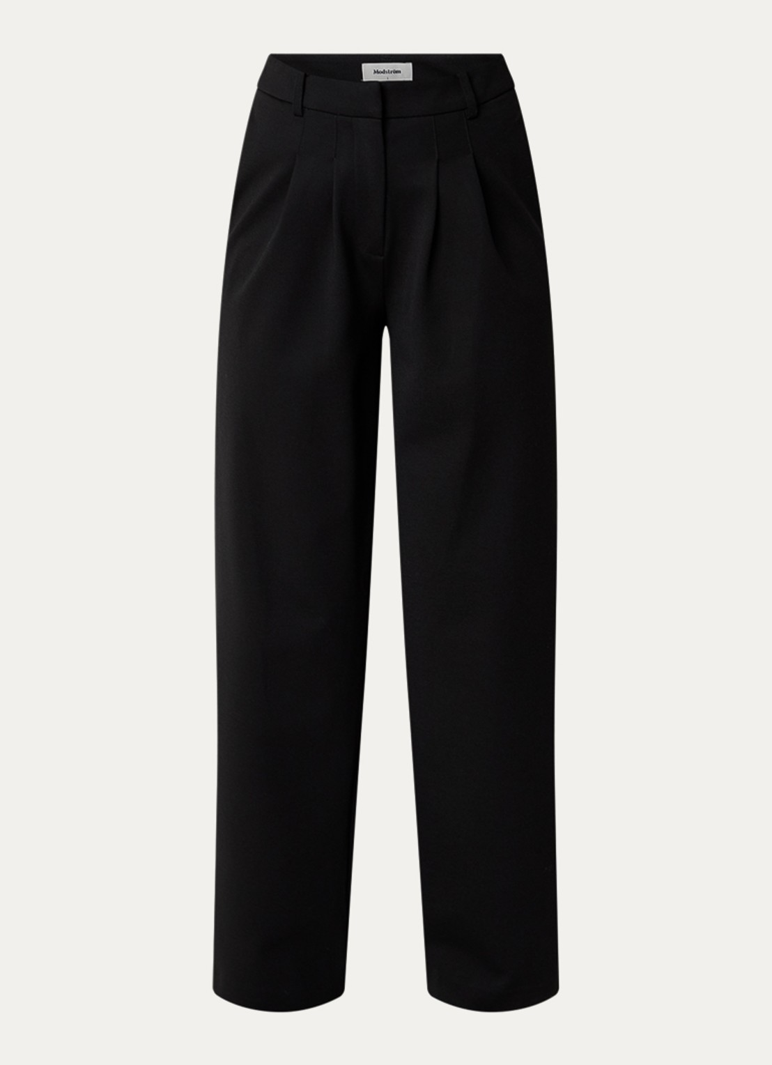Modström Dorit high waist wide fit pantalon met steekzakken - voorkant zwart