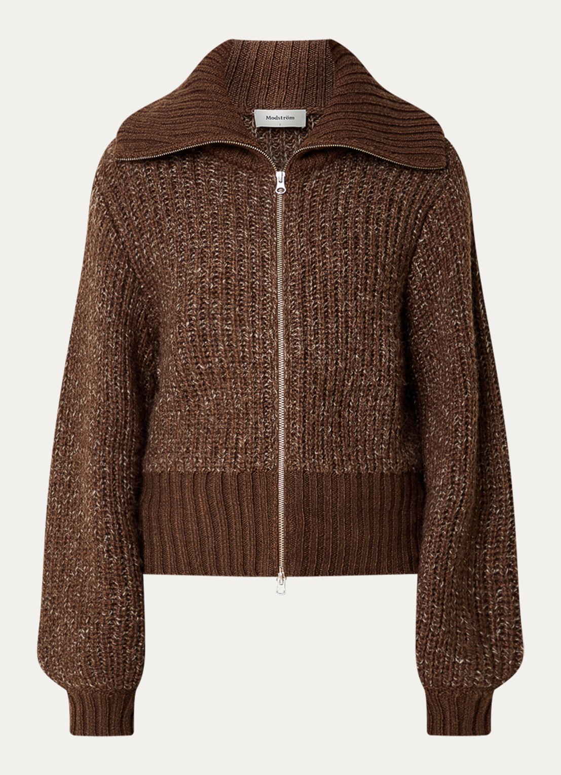 Modström Dyveke grofgebreid vest met kraag - voorkant 2 donkerbruin