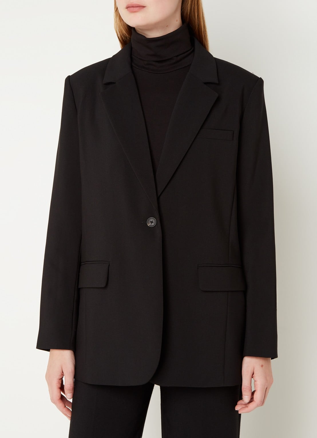 Modström Gale blazer met klepzakken - detail zwart