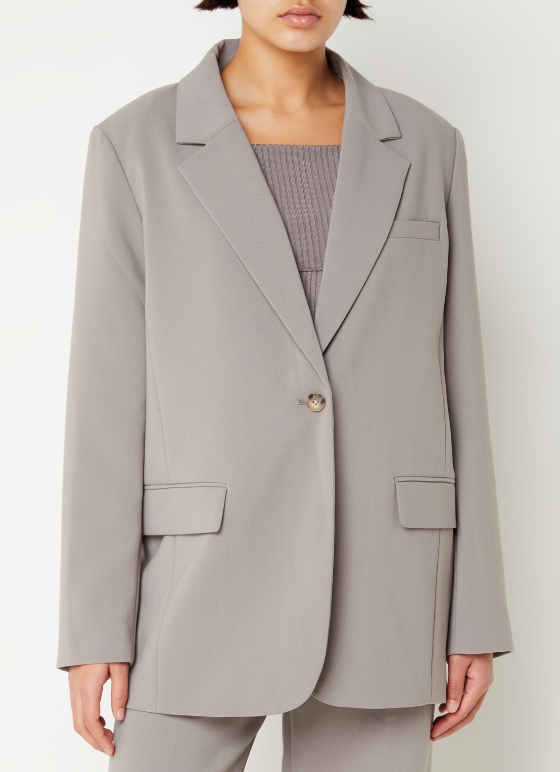 Modström Gale blazer met klepzakken - detail 2 grijs