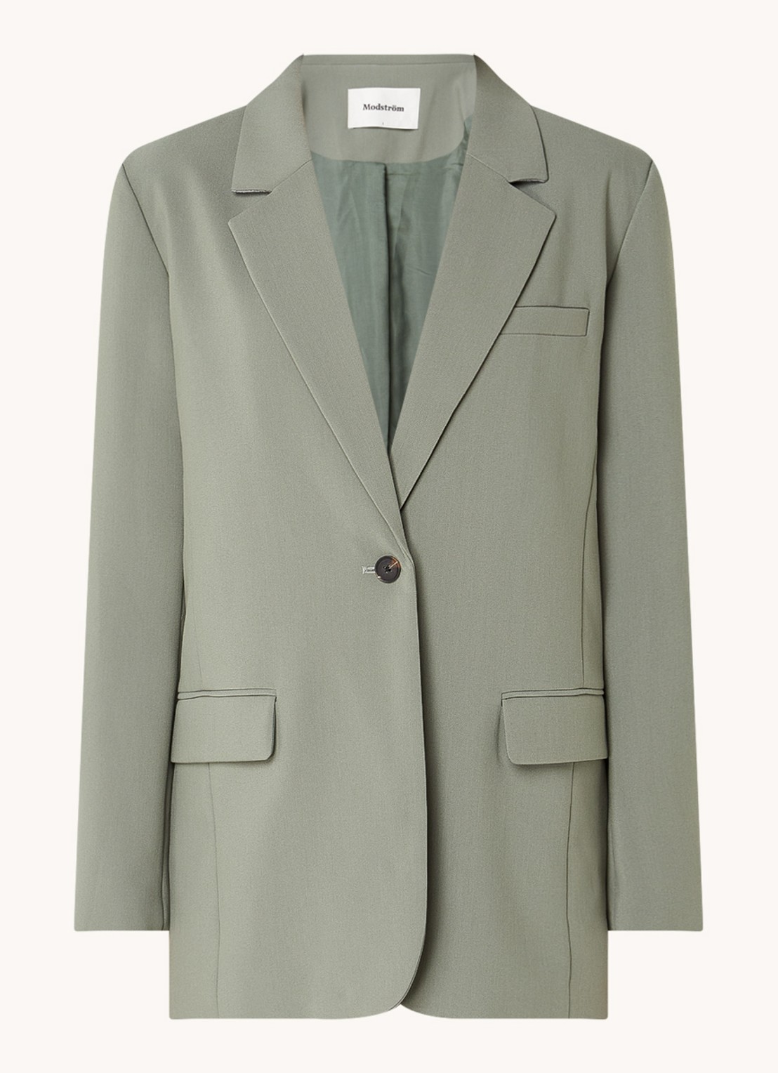 Modström Gale blazer met klepzakken - voorkant 2 olijfgroen
