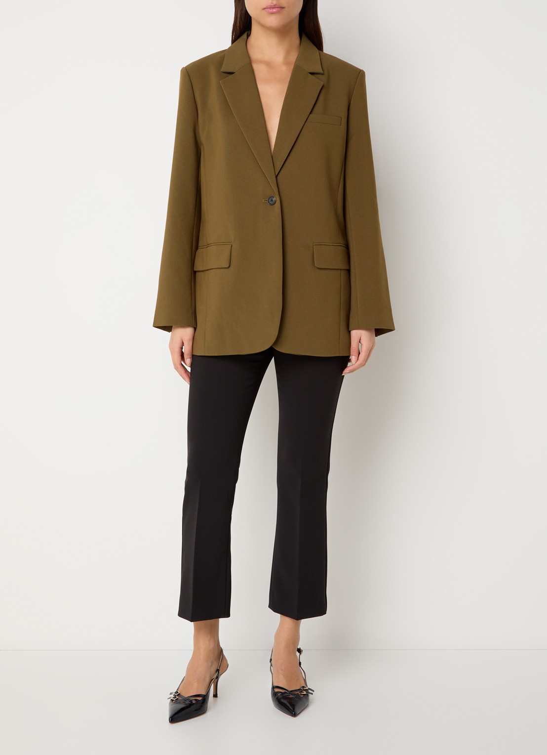 Modström Gale blazer met klepzakken - voorkant 3 mosgroen