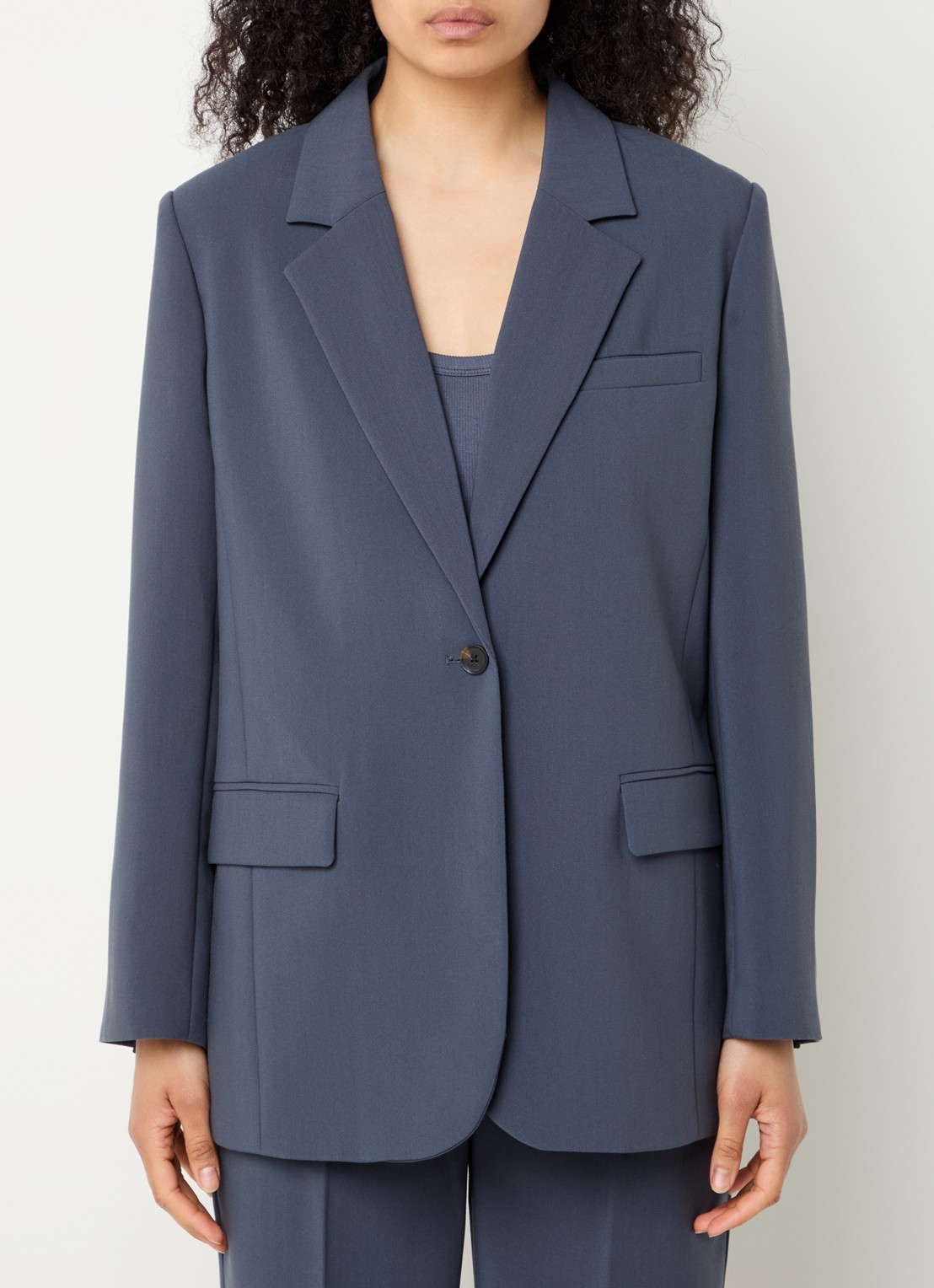 Modström Gale blazer met klepzakken - detail 4 staalblauw