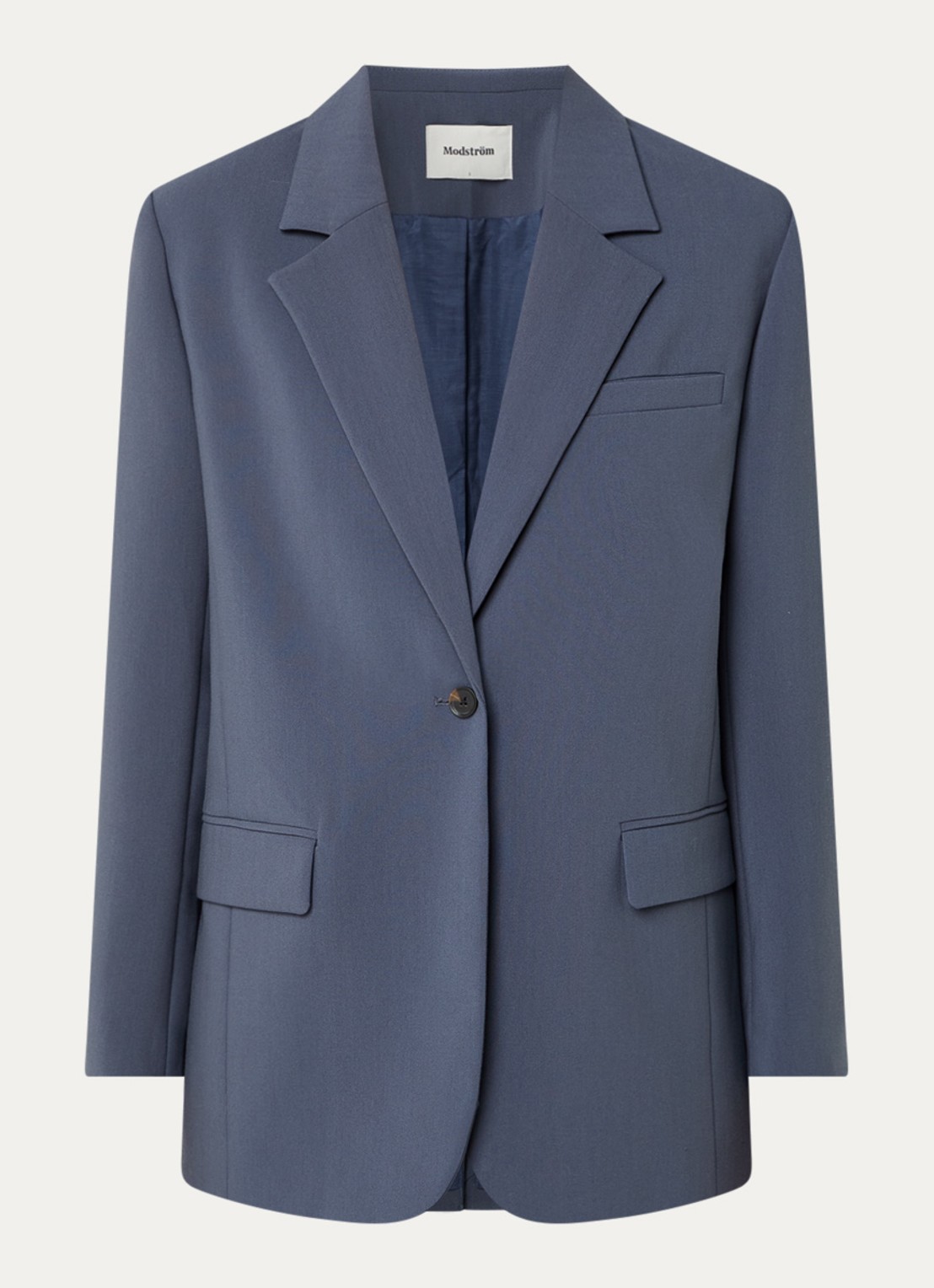 Modström Gale blazer met klepzakken - voorkant staalblauw