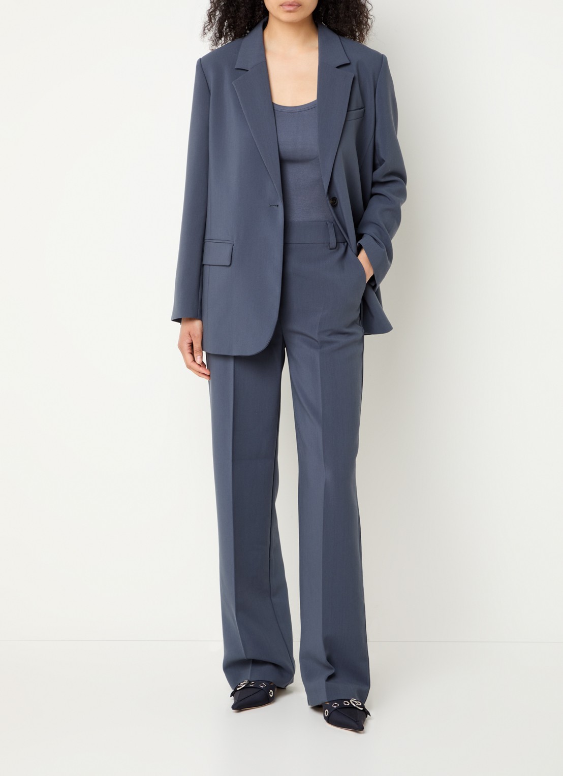 Modström Gale blazer met klepzakken - voorkant 2 staalblauw
