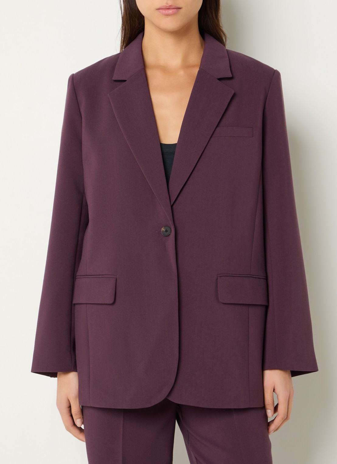 Modström Gale blazer met klepzakken - detail 3 aubergine