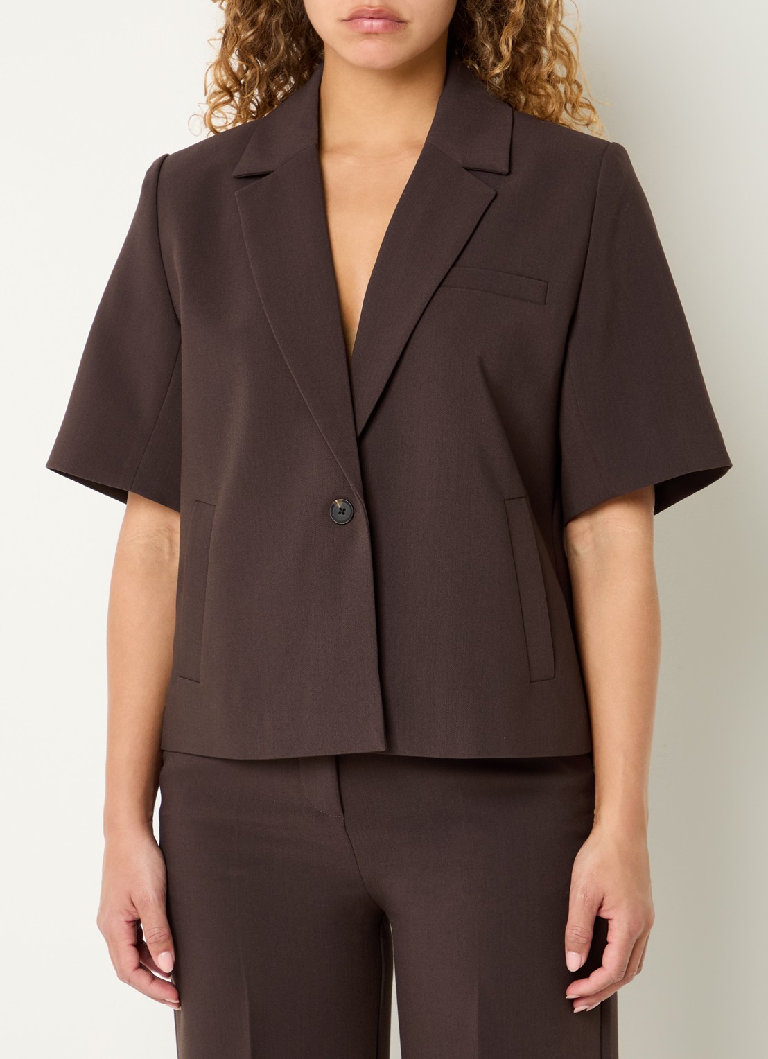 Modström Gale blazer met schoudervulling - detail 2 donkerbruin