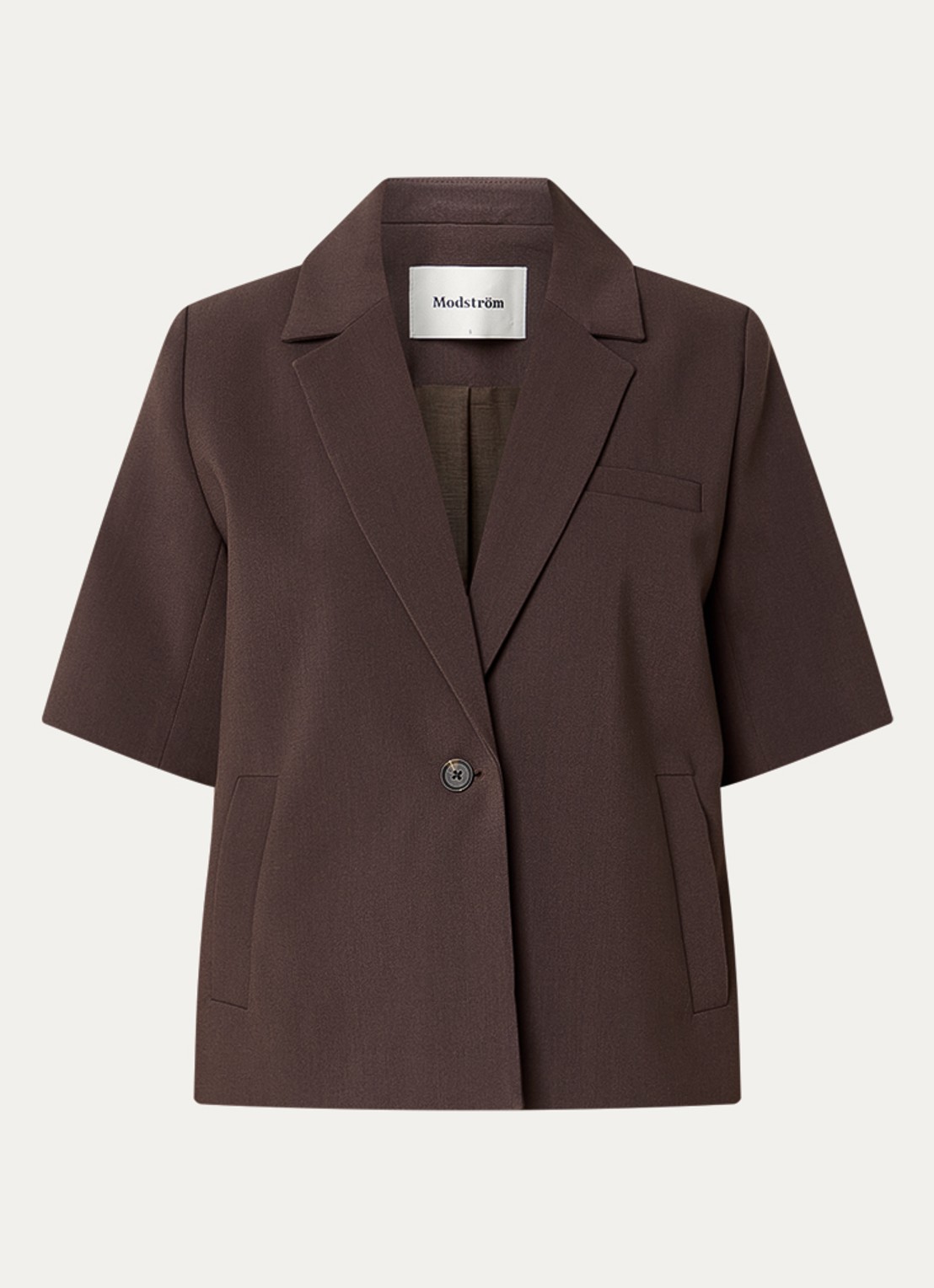 Modström Gale blazer met schoudervulling - voorkant 3 donkerbruin