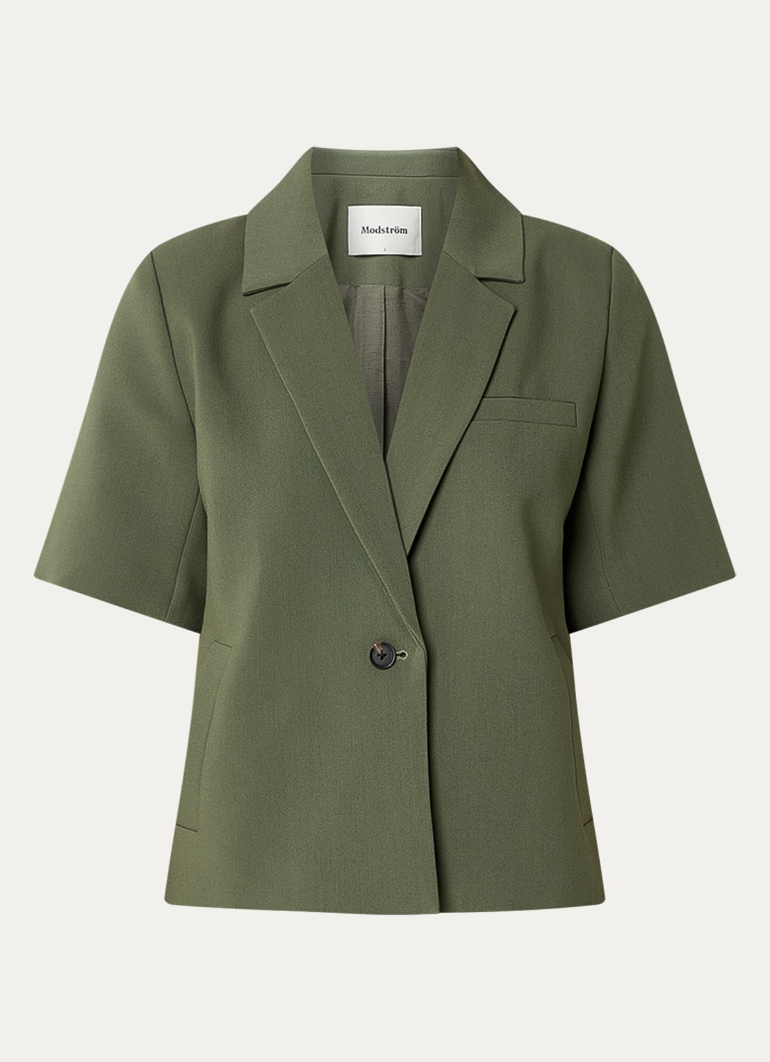 Modström Gale blazer met schoudervulling - voorkant 3 olijfgroen