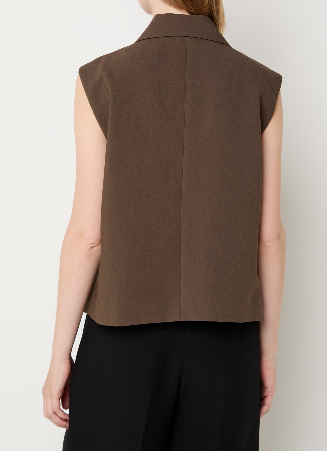 Modström Gale double-breasted gilet  - achterkant 2 lichtbruin