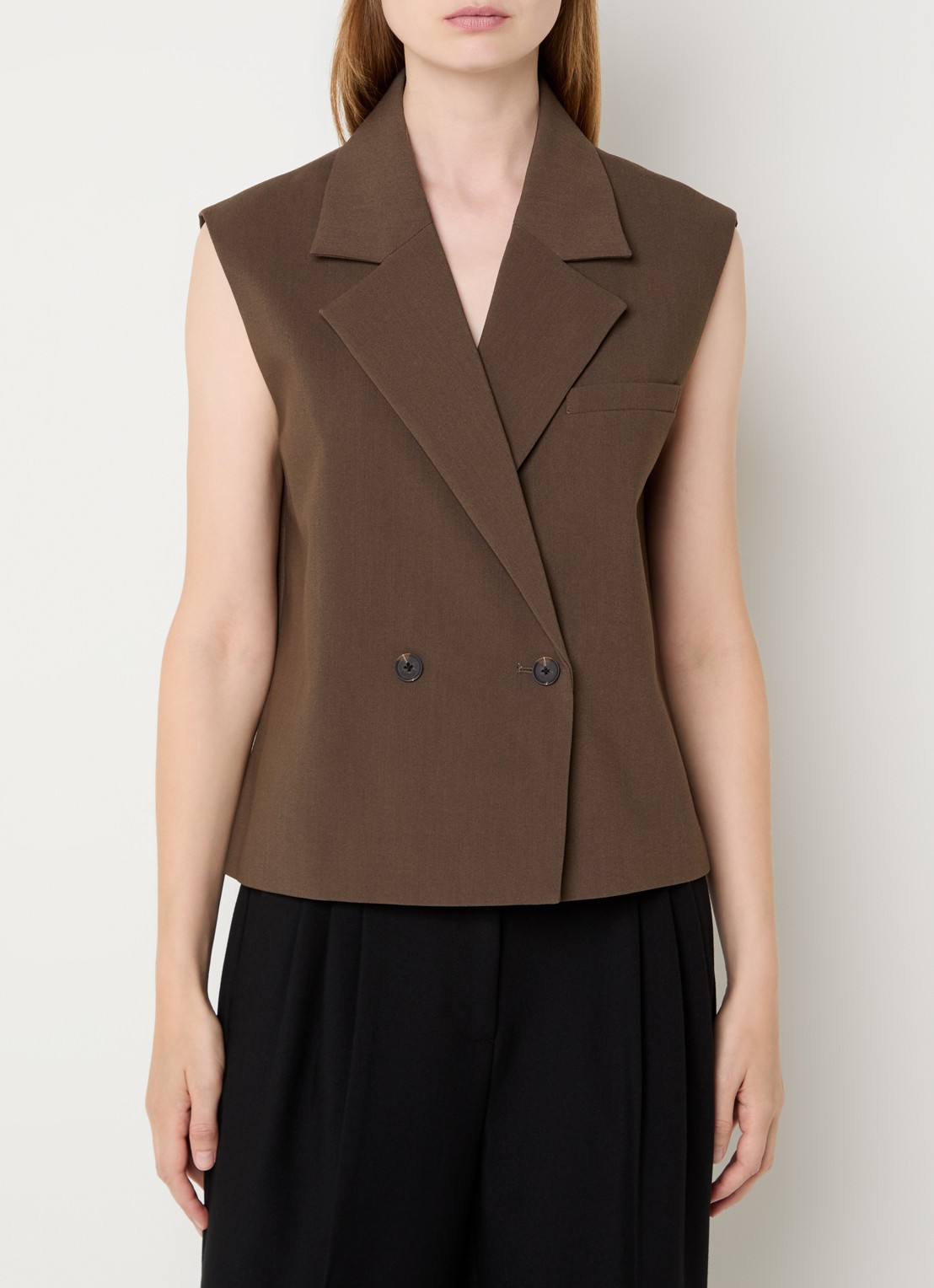 Modström Gale double-breasted gilet  - detail lichtbruin
