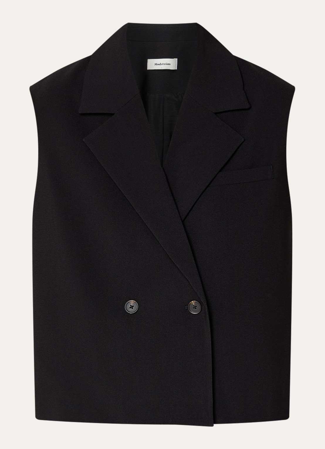 Modström Gale double-breasted gilet  - voorkant zwart