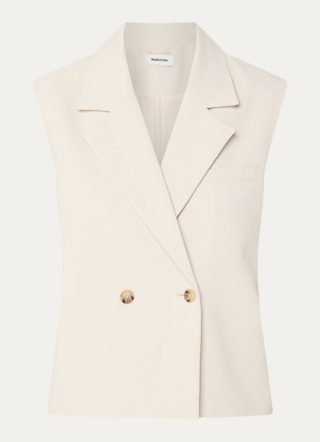 Modström Gale double-breasted gilet  - voorkant beige