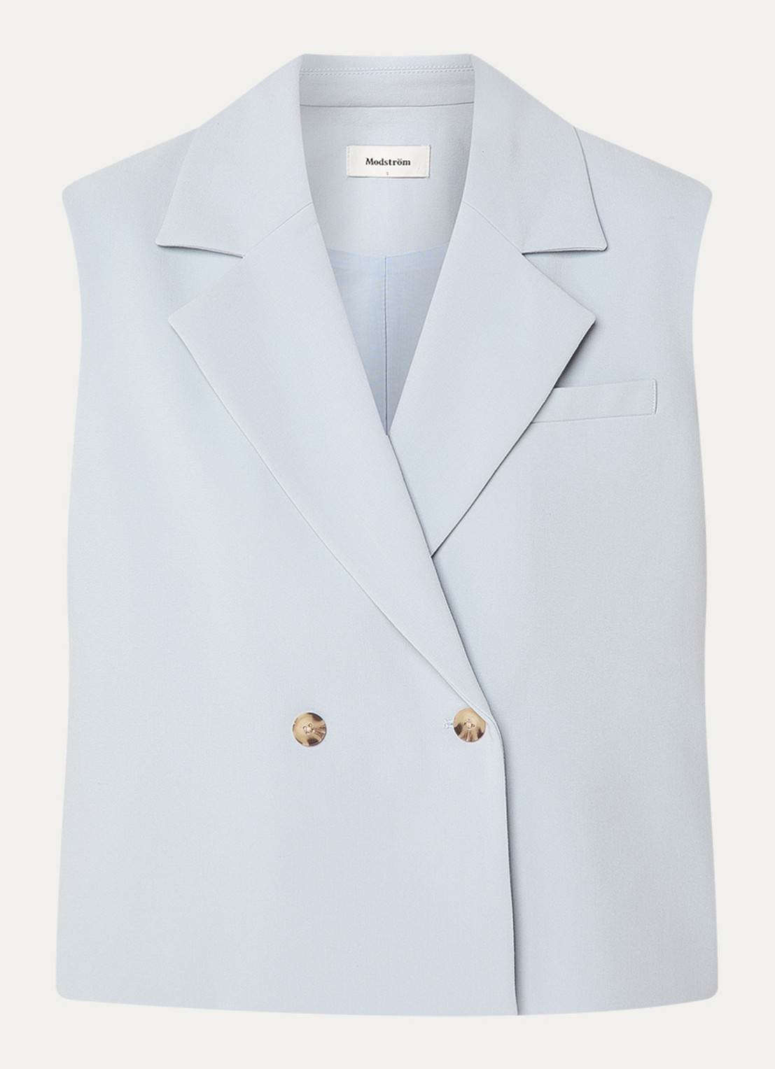 Modström Gale double-breasted gilet  - voorkant 2 lichtblauw