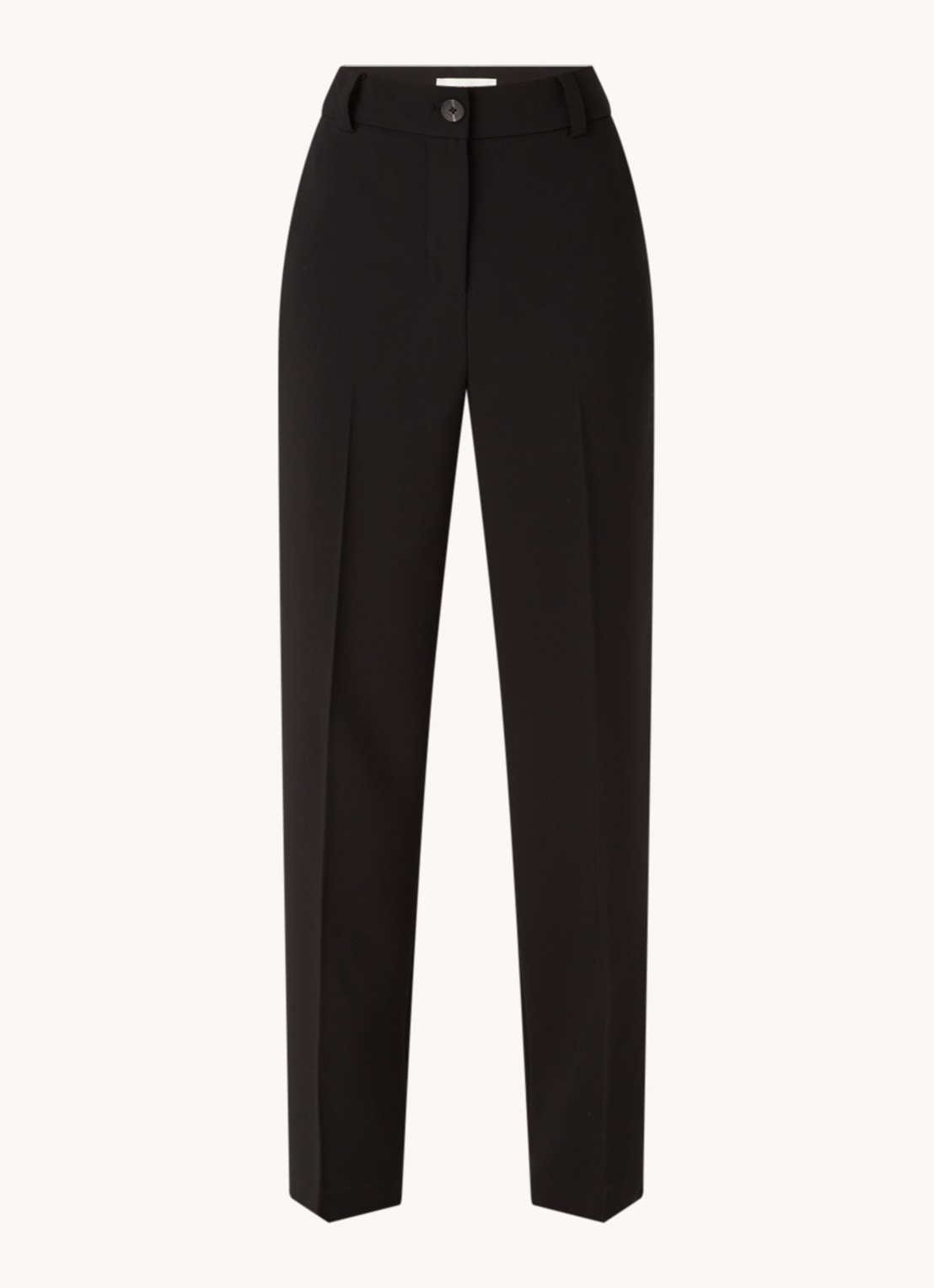 Modström Gale high waist straight fit pantalon met steekzakken en persplooi - voorkant zwart