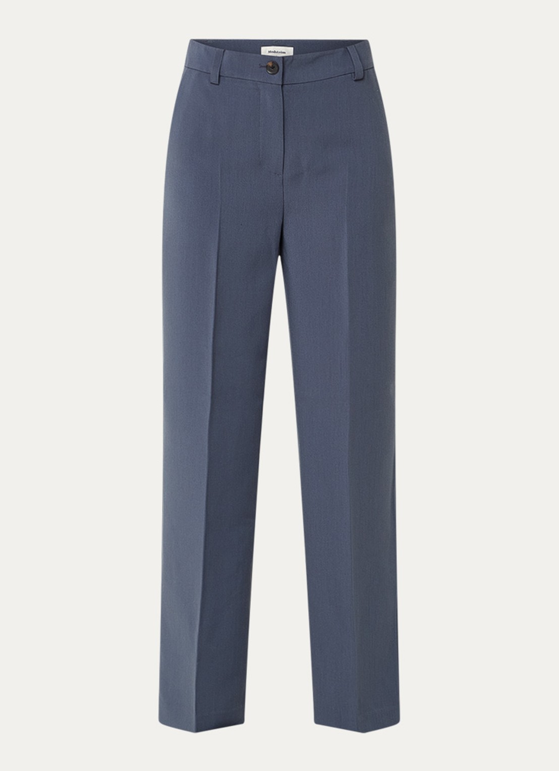 Modström Gale high waist straight fit pantalon met steekzakken en persplooi - voorkant 2 staalblauw