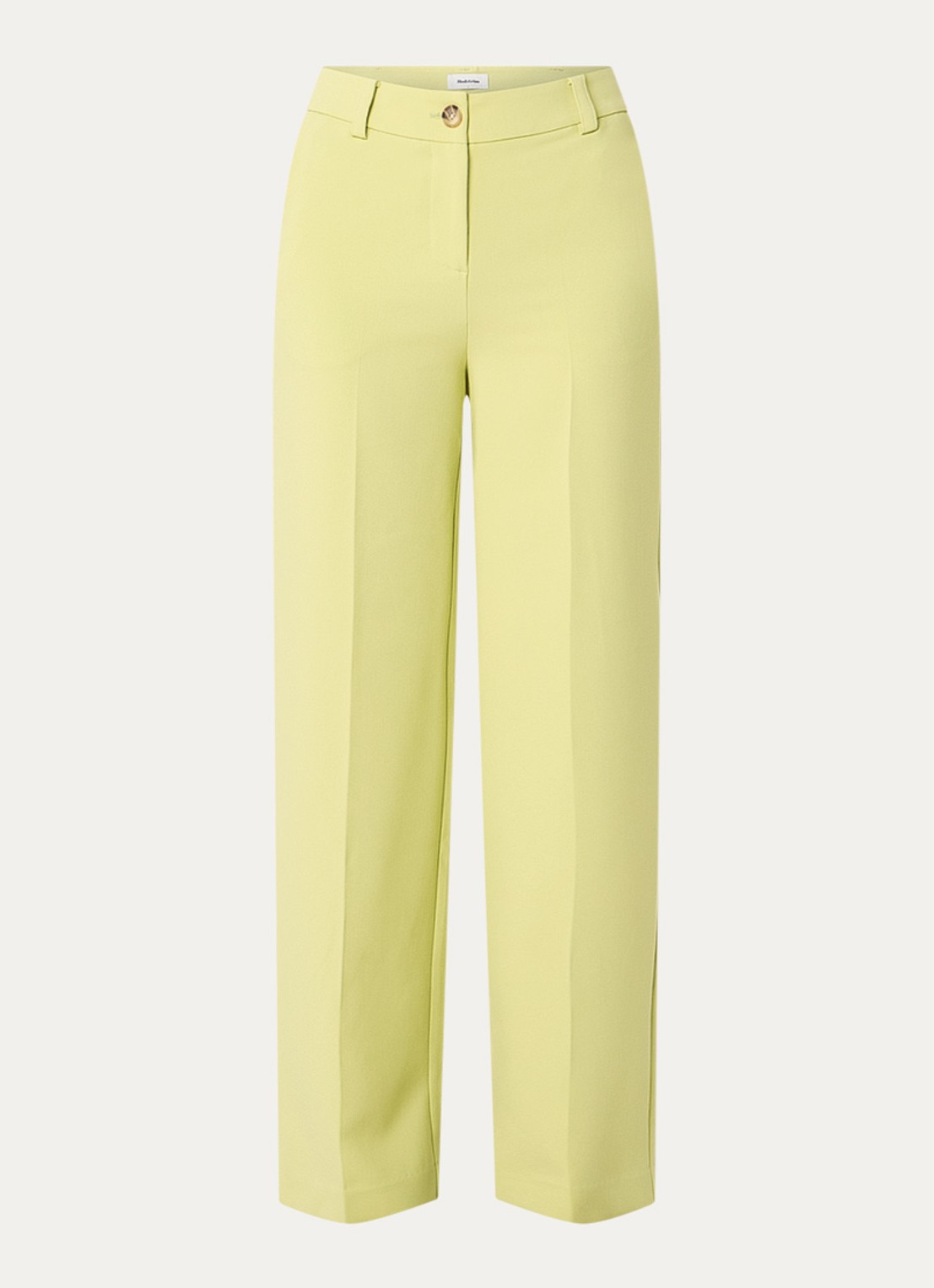 Modström Gale high waist straight fit pantalon met steekzakken en persplooi - voorkant 2 lime