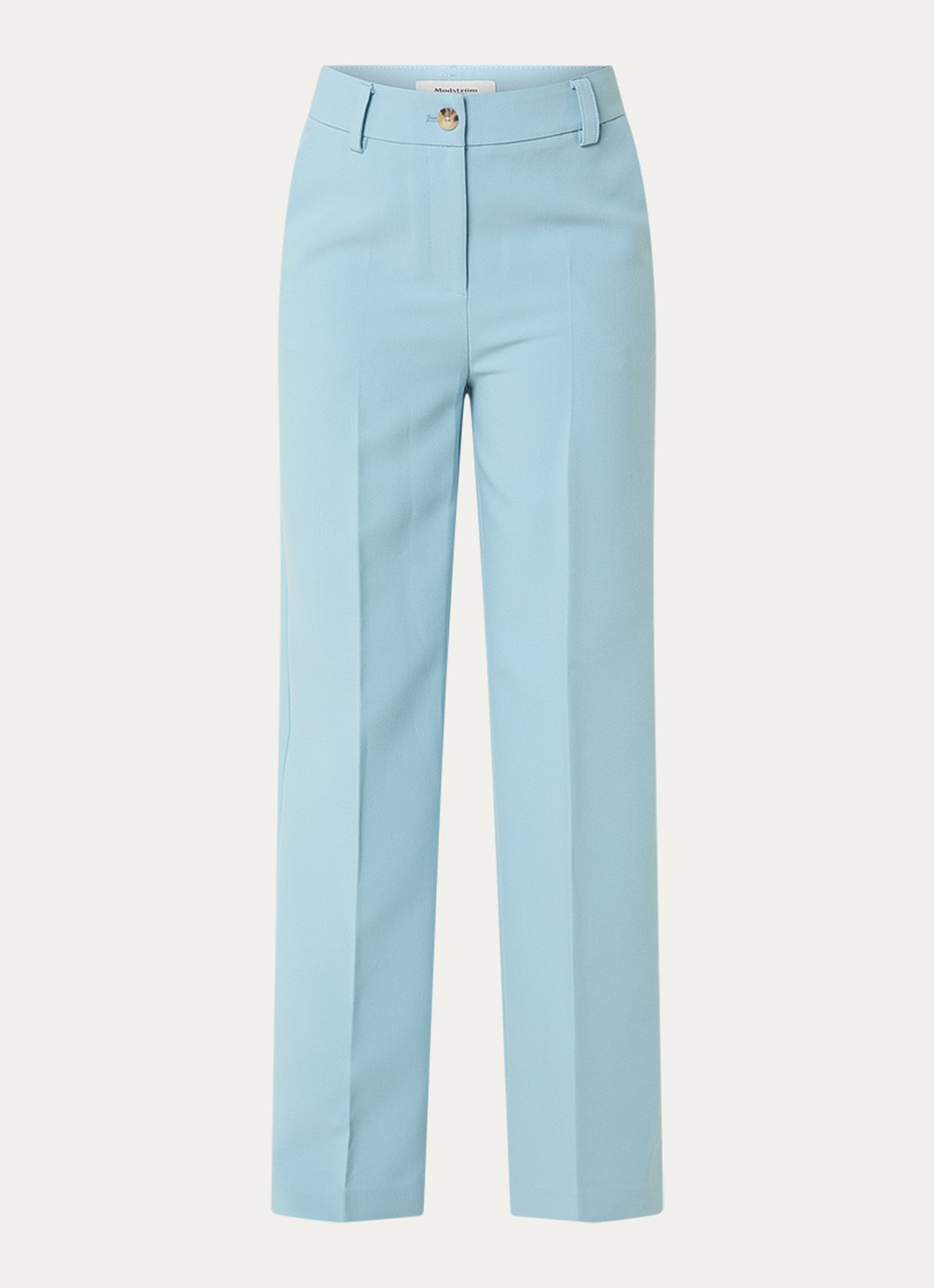 Modström Gale high waist straight fit pantalon met steekzakken en persplooi - voorkant 3 blauw