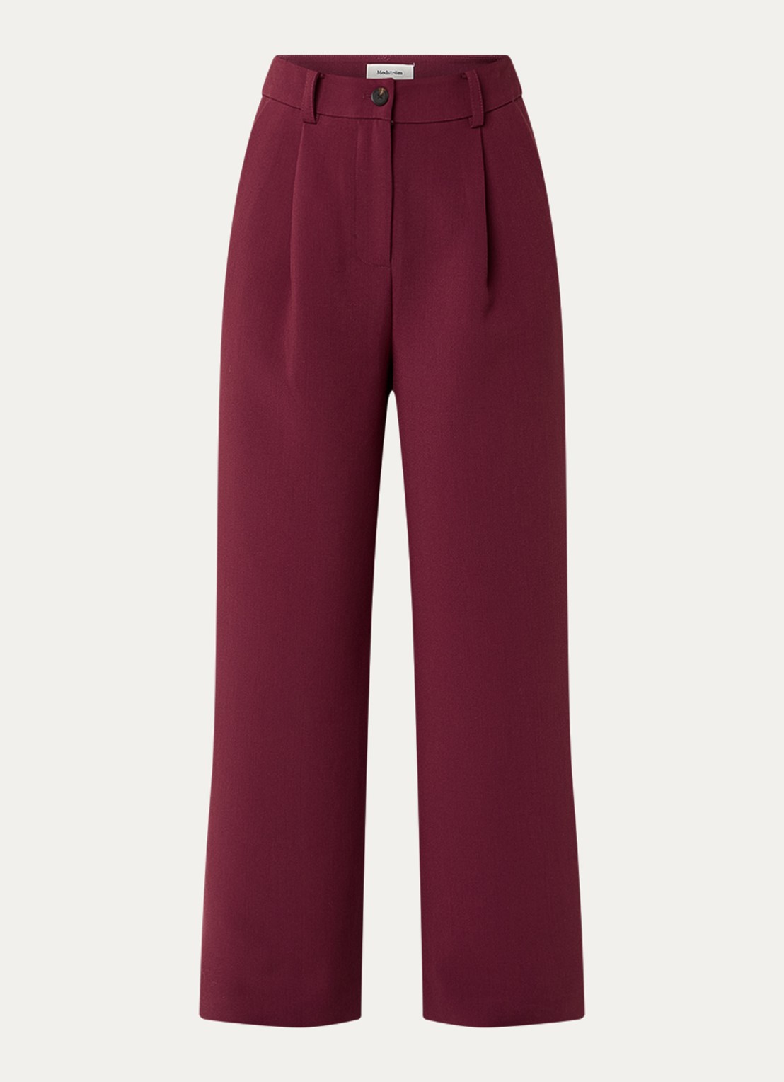 Modström Gale high waist straight fit pantalon met steekzakken en persplooi - voorkant 3 donkerrood