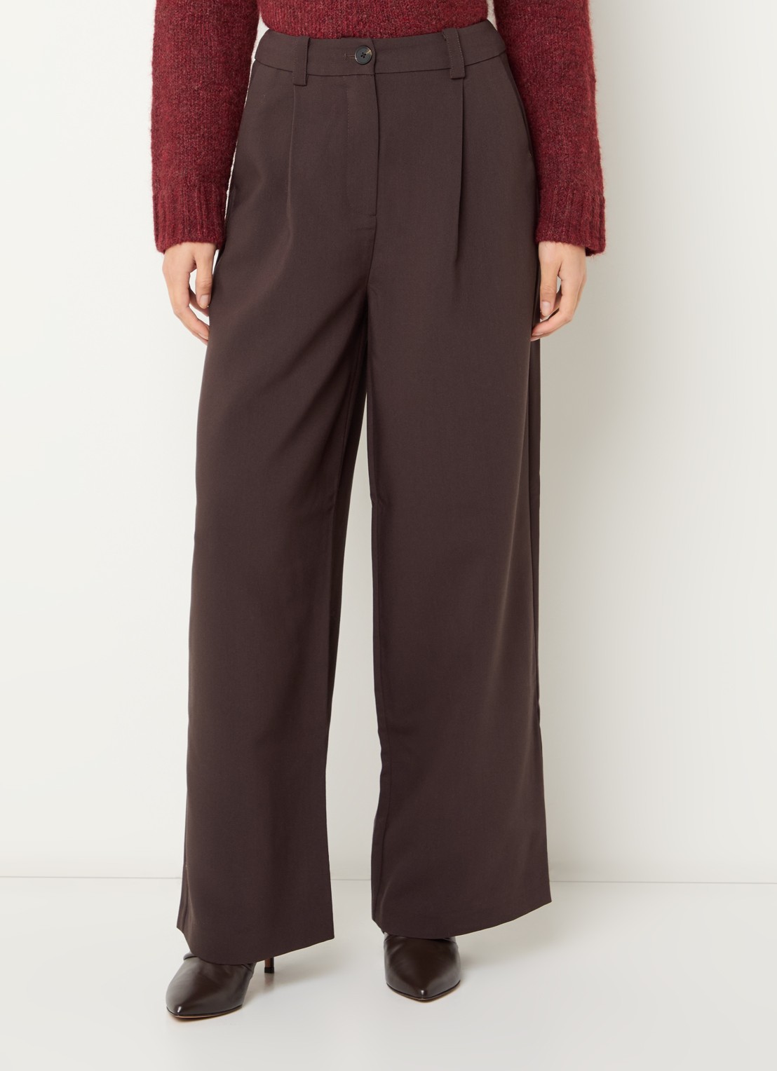 Modström Gale loose fit pantalon met steekzakken - detail bruin