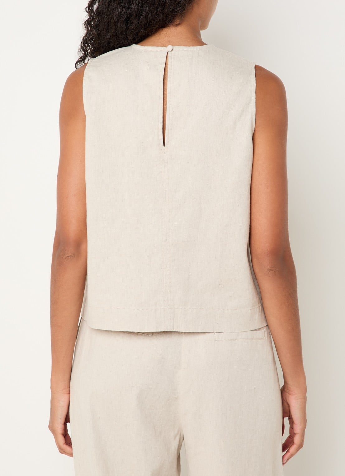 Modström Gale top in linnenblend met keyhole - achterkant 4 beige