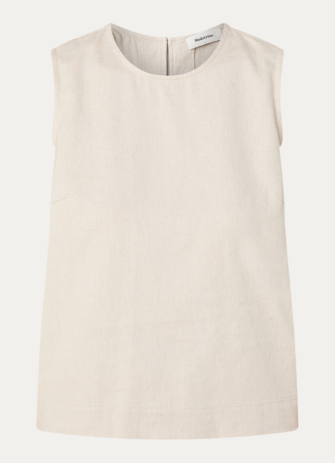 Modström Gale top in linnenblend met keyhole - voorkant beige