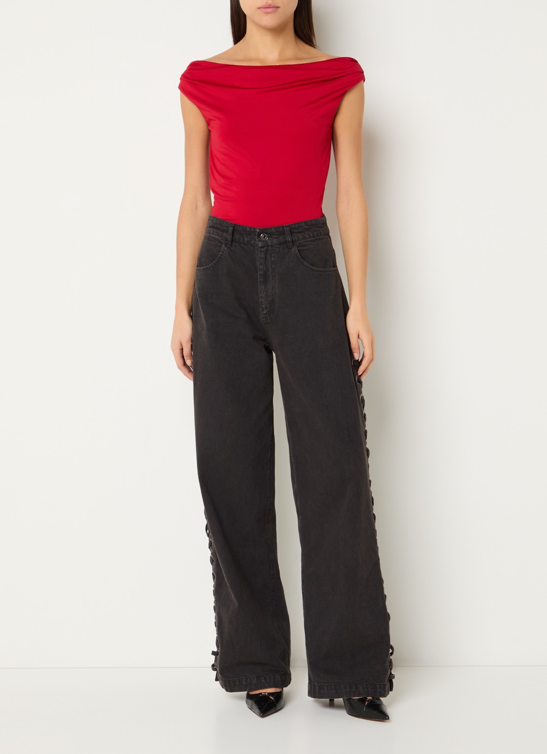 Modström Hima off shoulder top - voorkant 2 rood